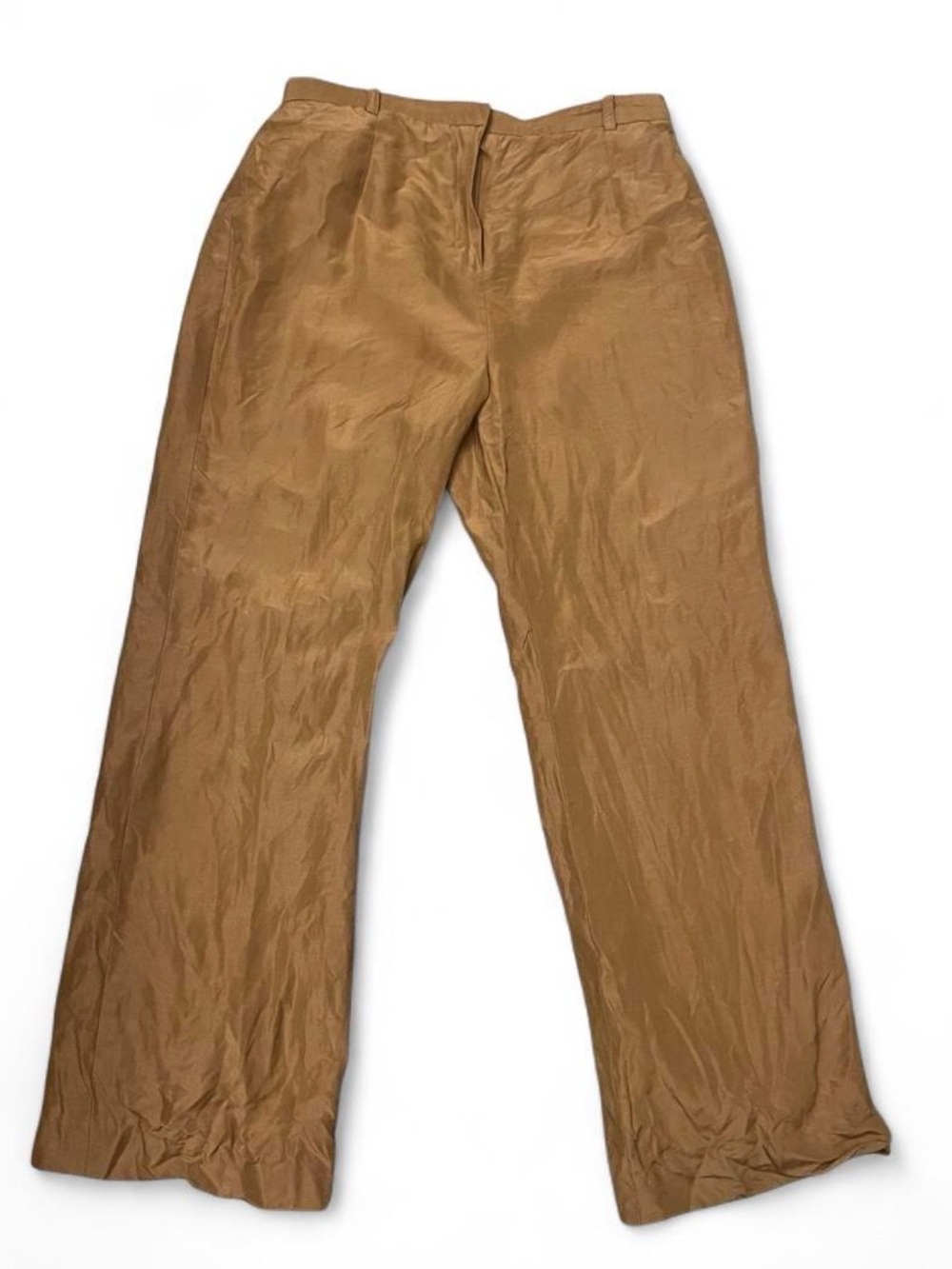 Doncaster Women’s Tan Straight-Leg High Waisted Linen and Silk Pants Size 4